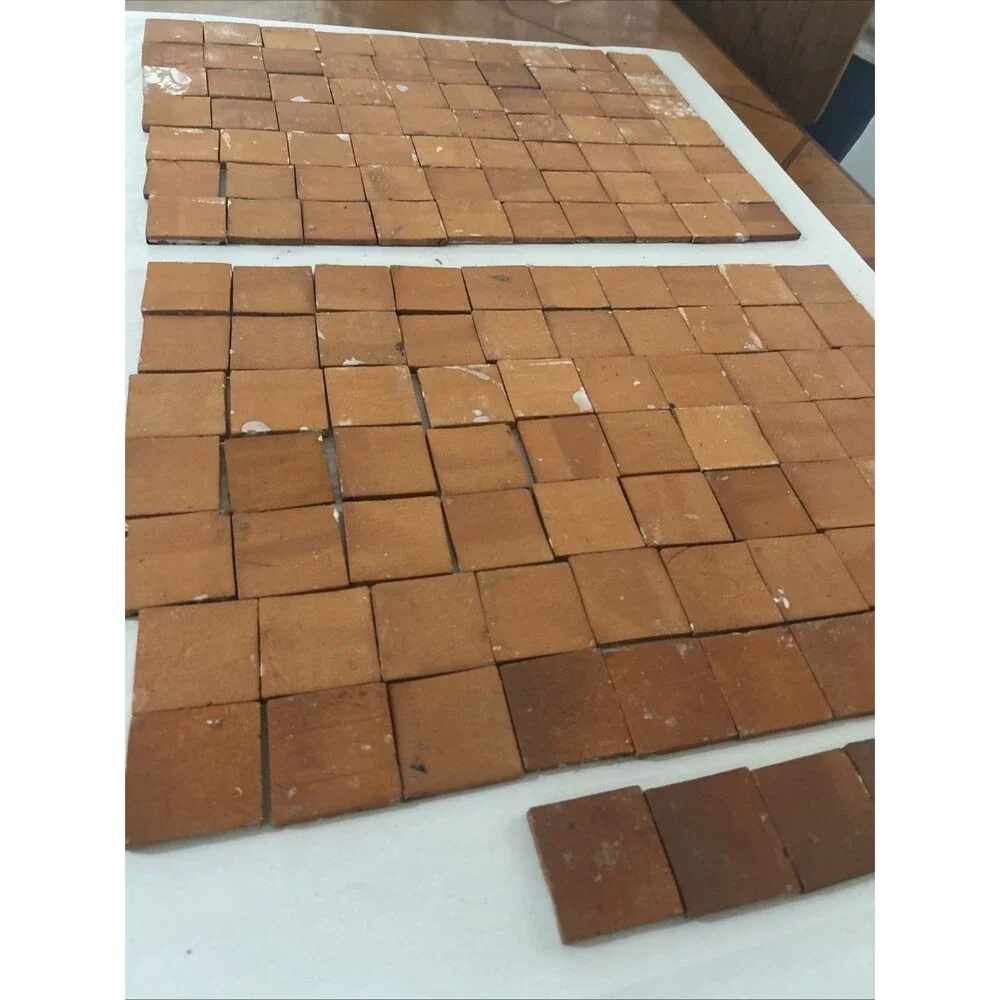 Lot Of 144 Antique decorative clay tiles  hand painted  2”x2”